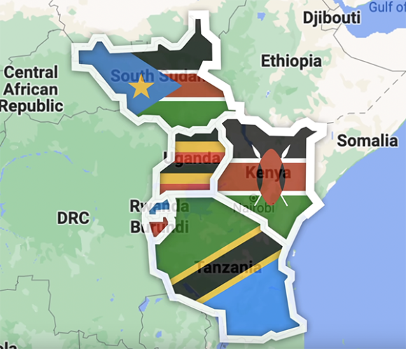 East Africa Federation map with flags